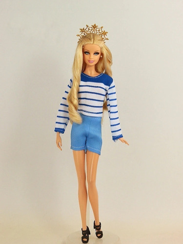Roupa P/ Boneca Barbie + 2 Sapatos Roupinha Fashion Chic 02f